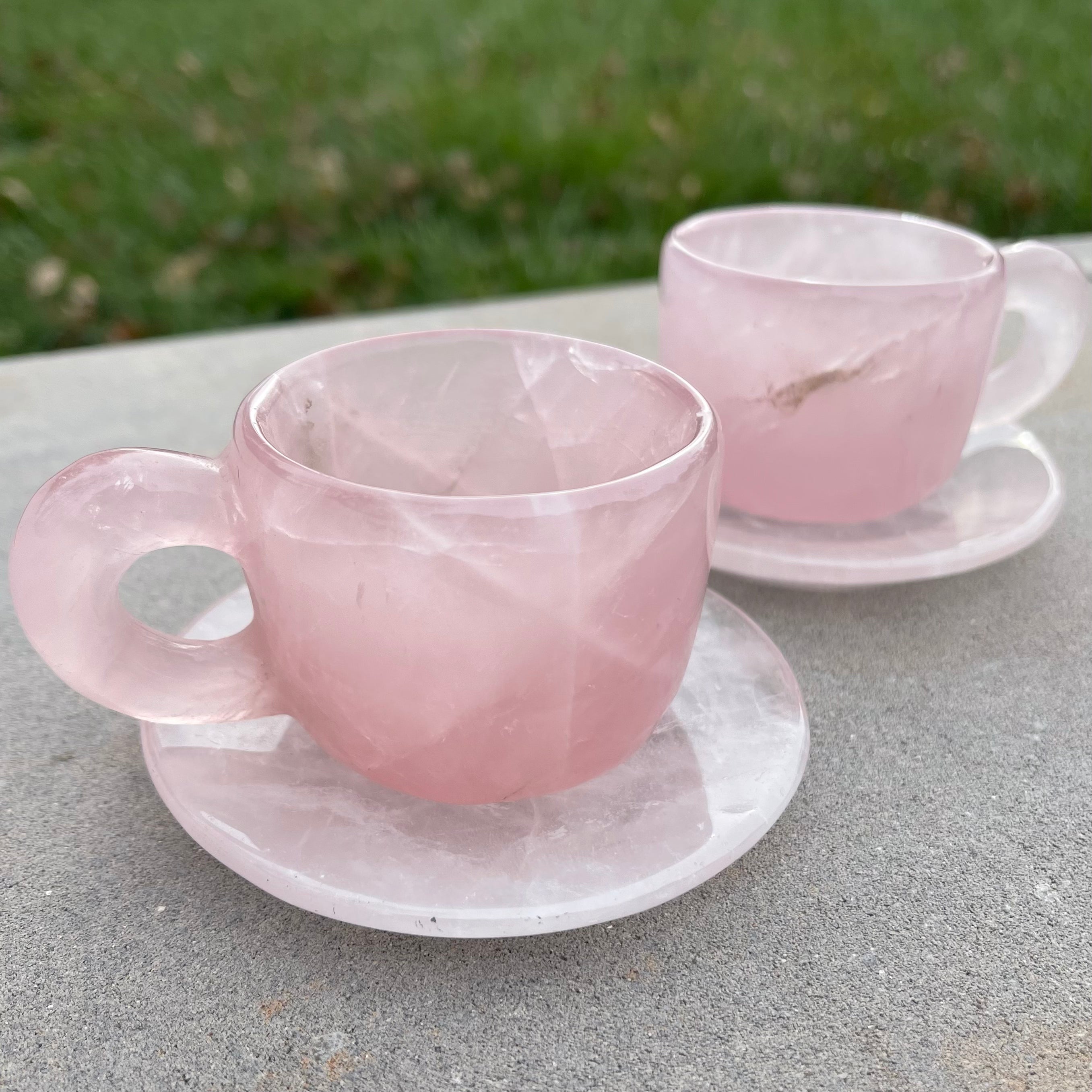 EXCLUSIVE High Quality Rose Quartz Crystal Teacup Set