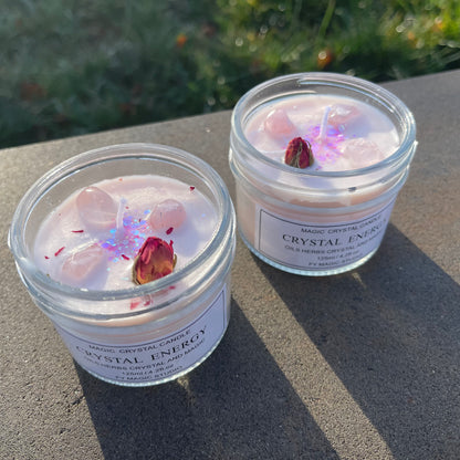 Rose Quartz Crystal Energy Magic Candle